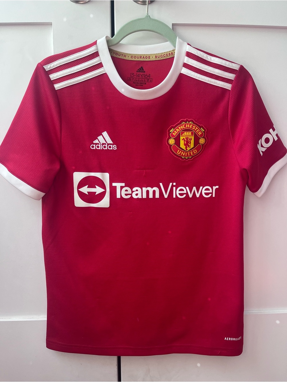 Ronaldo Manchester United Kids' Red Home Jersey - TeamViewer Sponsor